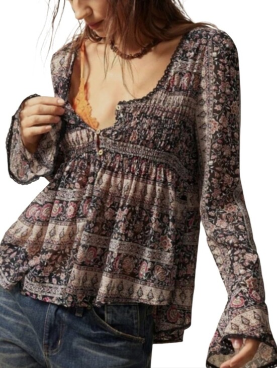 unknown Tops - Boho Gypsy Loose Fit Top
